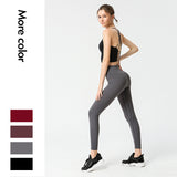 Nude solid color beautiful back sports underwear yoga suit women's hips running tight feet fitness pants