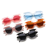 Cat-eye shape polygonal water chestnut multicolor retro sunglasses