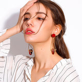 Retro geometric long metal style personality multi-element ring earrings
