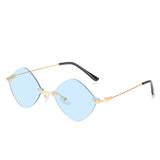 Irregular rimless metal sunglasses