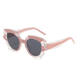 Cat-eye shape polygonal water chestnut multicolor retro sunglasses