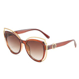 Cat-eye frame sunglasses with metal decoration