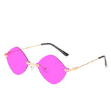 Irregular rimless metal sunglasses