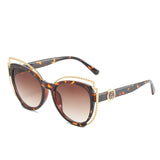 Cat-eye frame sunglasses with metal decoration