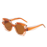 Cat-eye shape polygonal water chestnut multicolor retro sunglasses