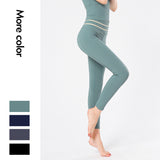 Nude beautiful waist yoga pants stitching seamless stretch beam ankle-length pants hip-lifting running fitness clothes