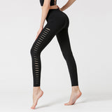 Sports hip-lifting yoga pants side hollow hip-lifting fitness running pants