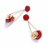 Retro geometric long metal style personality multi-element ring earrings