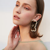 Hollow artificial pearl earrings retro beauty head earrings temperament personality exaggerated wild earrings