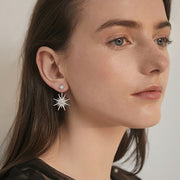 925 silver needle five-pointed star earrings long earrings simple trendy earrings without pierced ear clips