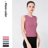 Nude anti-static yoga vest running sports outdoor no steel ring free bra cup one yoga bottoming shirt