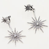 925 silver needle five-pointed star earrings long earrings simple trendy earrings without pierced ear clips