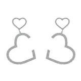 Love Silver Needle Earrings Temperament Long Pendant Personality Simple Earrings Peach Heart Earrings