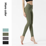 Nude double-sided nylon sports fitness pants women's cross tummy and hips tights yoga pants