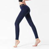 Women's nude yoga pants hip-lifting sports fitness pants beautiful waist slimming yoga fitness nine-point pants