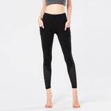 Mesh stitching yoga pants moisture wicking yoga pants women's fitness pants sports leggings