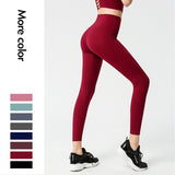 Nude yoga pants, high waist, thin hips, fitness pants, quick-drying sports, running yoga pants