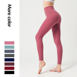 Nude yoga pants, high waist, thin hips, fitness pants, quick-drying sports, running yoga pants