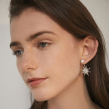 925 silver needle five-pointed star earrings long earrings simple trendy earrings without pierced ear clips