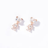 925 Silver Needle Bear Earrings Earrings Personality All-match Non-pierced Ear Clips