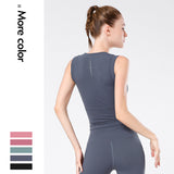 Nude anti-static yoga vest running sports outdoor no steel ring free bra cup one yoga bottoming shirt