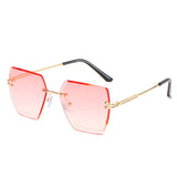 Square cut-edge sunglasses, metal rimless glasses, UV protection sunglasses