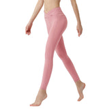 Front waist cross exposed navel nude feeling comfortable and fit-fitting sports yoga pants women's high-elastic nylon fitness pants