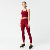 Nude solid color beautiful back sports underwear yoga suit women's hips running tight feet fitness pants