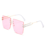 Personalized large frame painted double beam square frameless ink sunglasses