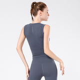 Nude anti-static yoga vest running sports outdoor no steel ring free bra cup one yoga bottoming shirt