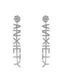 Letter Hipster Earrings Exaggerated Long Earrings Simple Wild 925 Silver Pin Earrings
