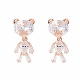 925 Silver Needle Bear Earrings Earrings Personality All-match Non-pierced Ear Clips
