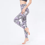 Nine-point small feet fitness pants women's digital printing hip-lifting sports pants yoga pants