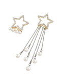 Exaggerated atmosphere new asymmetrical five-pointed star earrings temperament personality long tassel pendant earrings