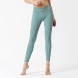 Front waist cross exposed navel nude feeling comfortable and fit-fitting sports yoga pants women's high-elastic nylon fitness pants