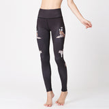Watercolor printed yoga pants outdoor quick-drying yoga bottoming ninth pants