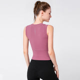 Nude anti-static yoga vest running sports outdoor no steel ring free bra cup one yoga bottoming shirt