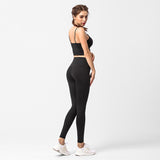 Yoga clothing suit women with chest pad sports bra nylon nude yoga pants two-piece suit
