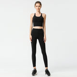 Pure color with chest pad gathered underwear professional yoga suit hip-lifting running feet fitness pants