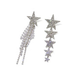 Long asymmetrical niche design earrings five-pointed star faux pearl tassel earrings women