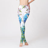 Watercolor printed yoga pants outdoor quick-drying yoga bottoming ninth pants