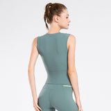 Nude anti-static yoga vest running sports outdoor no steel ring free bra cup one yoga bottoming shirt