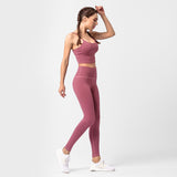 Yoga clothing suit women with chest pad sports bra nylon nude yoga pants two-piece suit