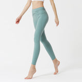 Nude double-sided nylon sports fitness pants women's cross tummy and hips tights yoga pants