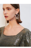 Exaggerated atmosphere new asymmetrical five-pointed star earrings temperament personality long tassel pendant earrings