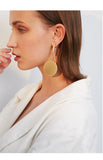 Cold wind golden earrings earrings temperament long round earrings simple retro wild earrings