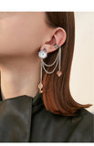 Single set retro design sense earrings clock earrings chain tassel earrings