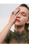 Imitation pearl gem exaggerated retro ring distressed index finger ring