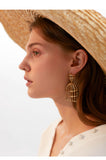 Vintage golden birdcage earrings long fashion hollow stud earrings