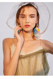 Transparent ring sequins exaggerated bungee earrings personality trendy ear hooks